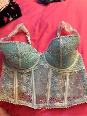 Victoria's Secret Mint Lace Longline Bustier Bra